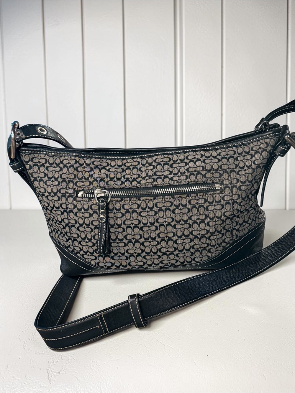 Coach Black/Gray Signature C Monogram Y2K Jacquard Soho Hobo Shoulder Bag - Picture 2 of 16